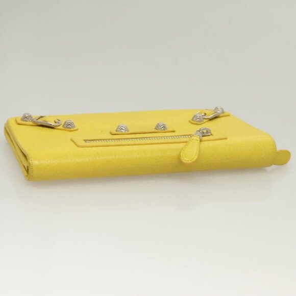 BALENCIAGA Long Wallet Leather Yellow 233599 Auth SW1010 - Picture 7 of 16